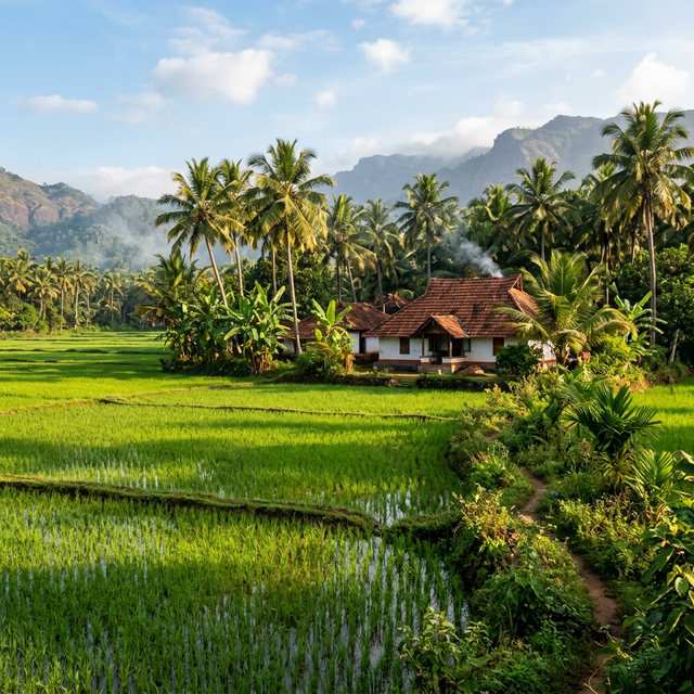 Kollengode village paddy fields